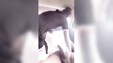 White trash trailer girl rides bbc in back of car