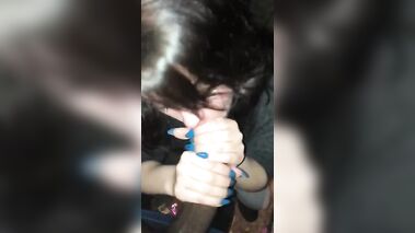 College Teen Sucks BBC Until He finishes in her mouth